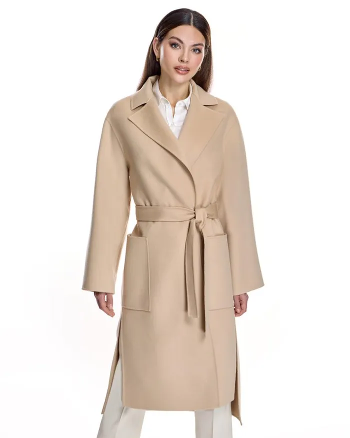 Coats Women039s Maximilian Wool Blend Belted Trench Coat