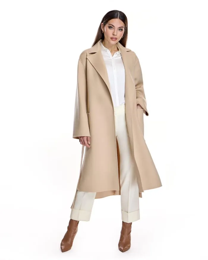 Coats Women039s Maximilian Wool Blend Belted Trench Coat