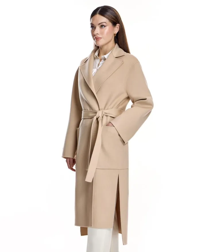 Coats Women039s Maximilian Wool Blend Belted Trench Coat