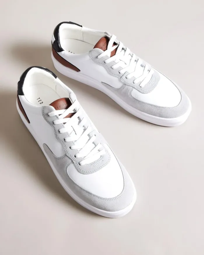 Colour Block Leather Trainers Brown Men Ted Baker Sneakers