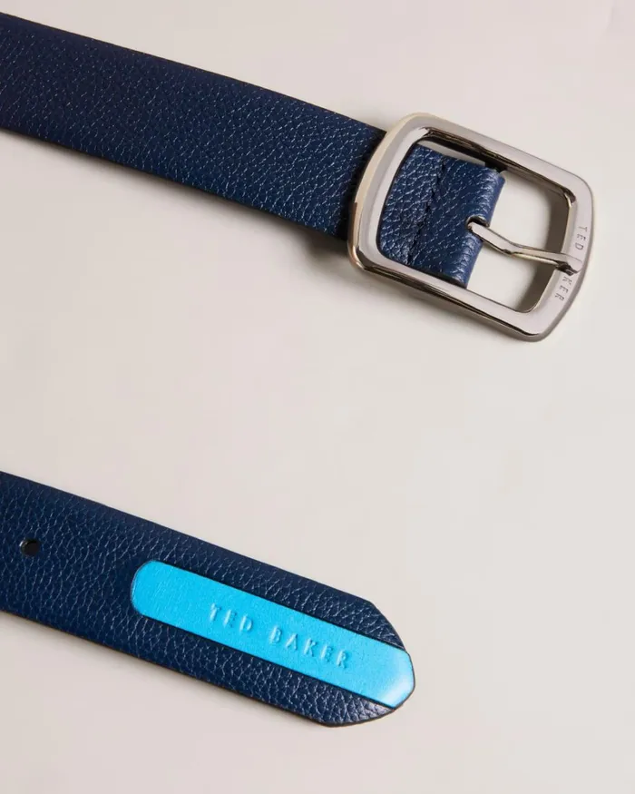 Contrast Detail Leather Belt Navy Men Ted Baker Belts