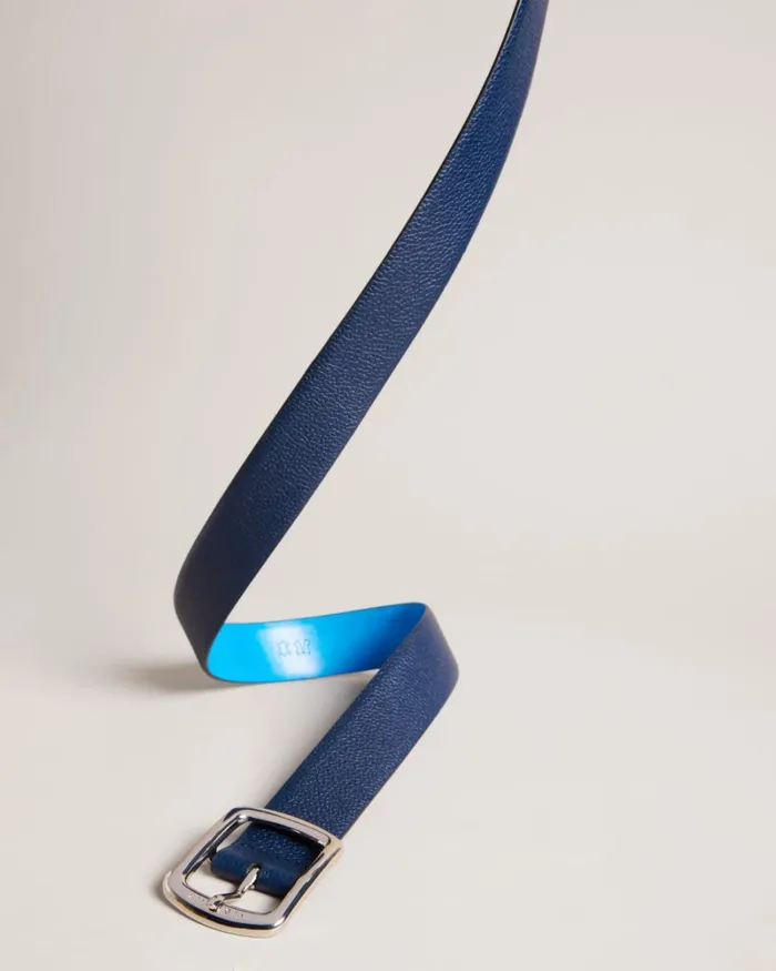 Contrast Detail Leather Belt Navy Men Ted Baker Belts