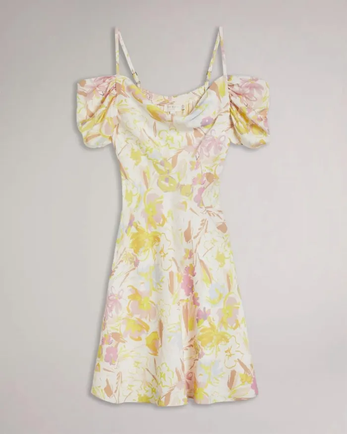 Cowl Front Satin Mini Dress White Women Ted Baker Dresses