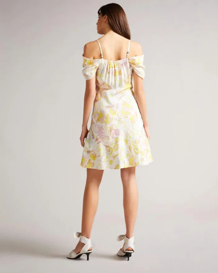 Cowl Front Satin Mini Dress White Women Ted Baker Dresses