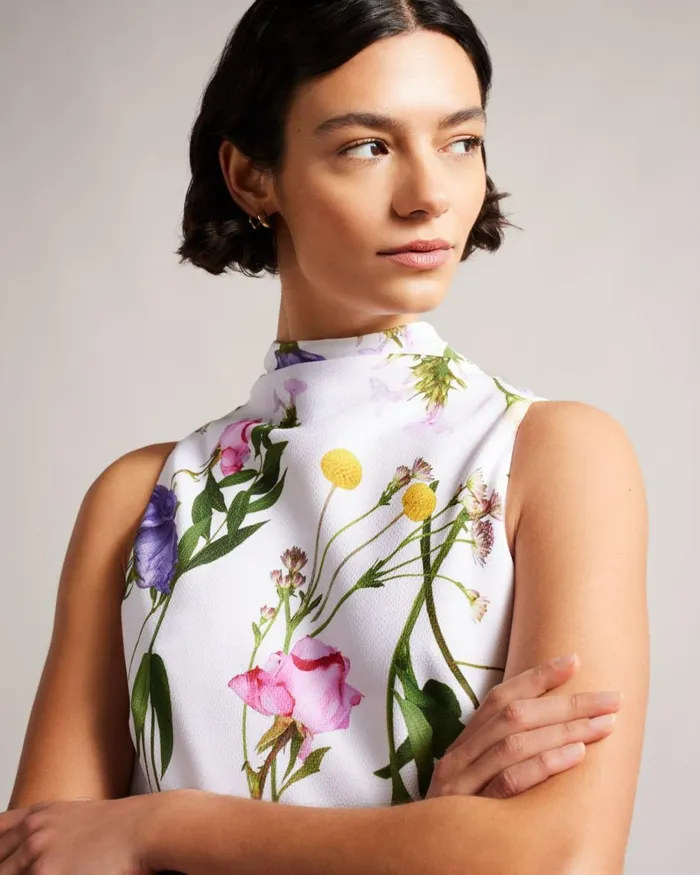 Cowl Neck Midi Slip Dress White Women Ted Baker Clothing