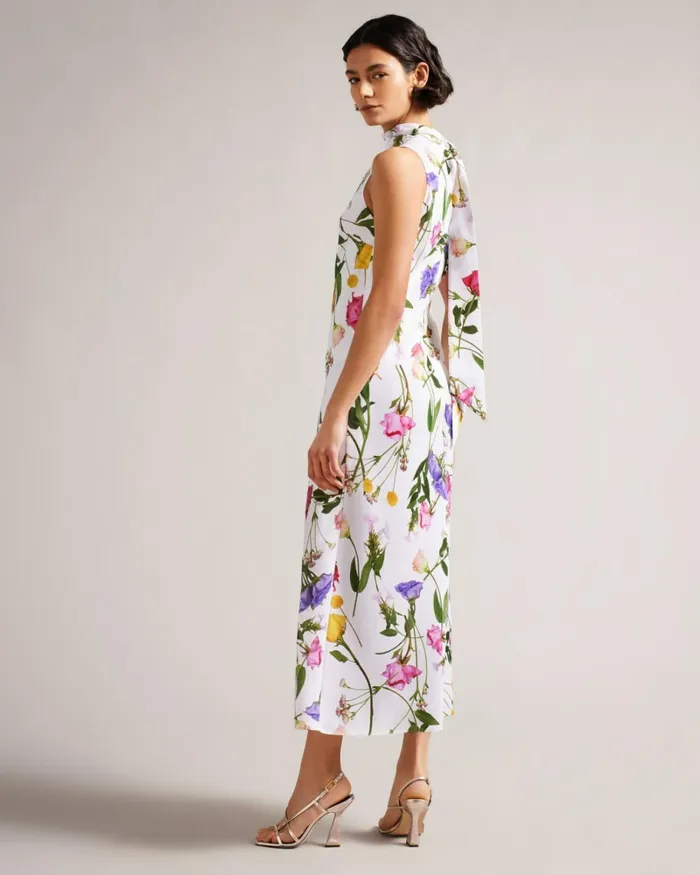 Cowl Neck Midi Slip Dress White Women Ted Baker Clothing