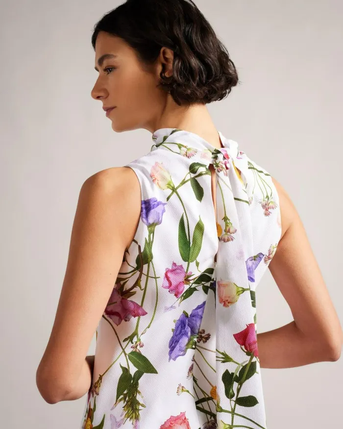 Cowl Neck Midi Slip Dress White Women Ted Baker Clothing