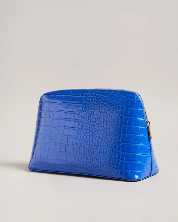 Croc Detail Debossed Washbag Bright Blue Women Ted Baker Bags