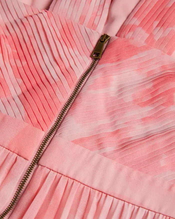 Cross Front Pleated Midi Dress Coral Women Ted Baker Clothing