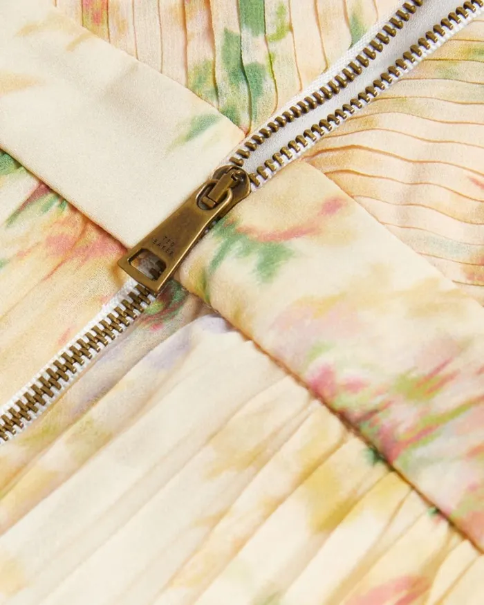 Cross Front Pleated Midi Dress Tan Women Ted Baker Clothing