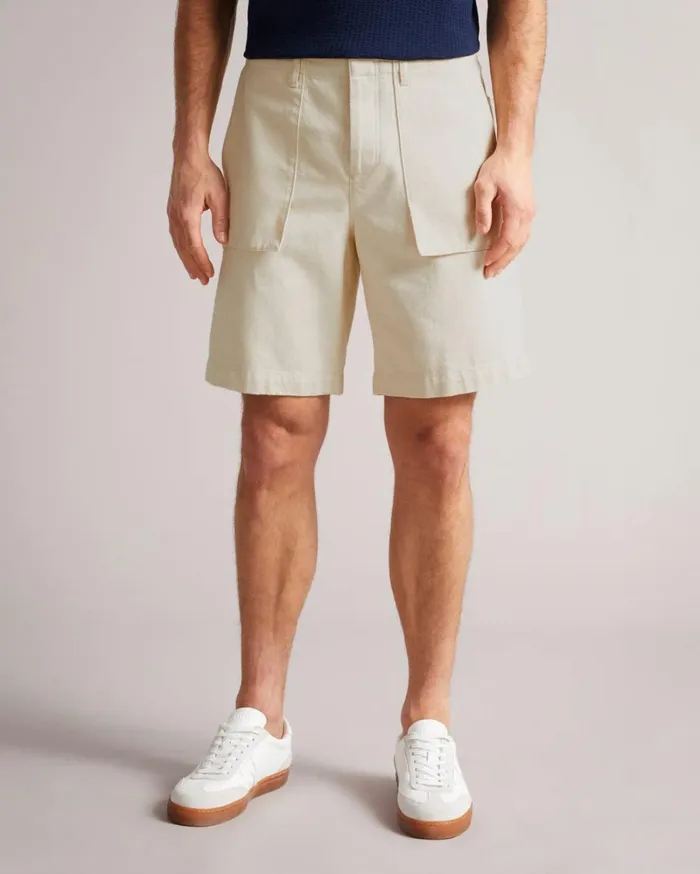 Denim Utility Shorts Ecru Men Ted Baker Shorts