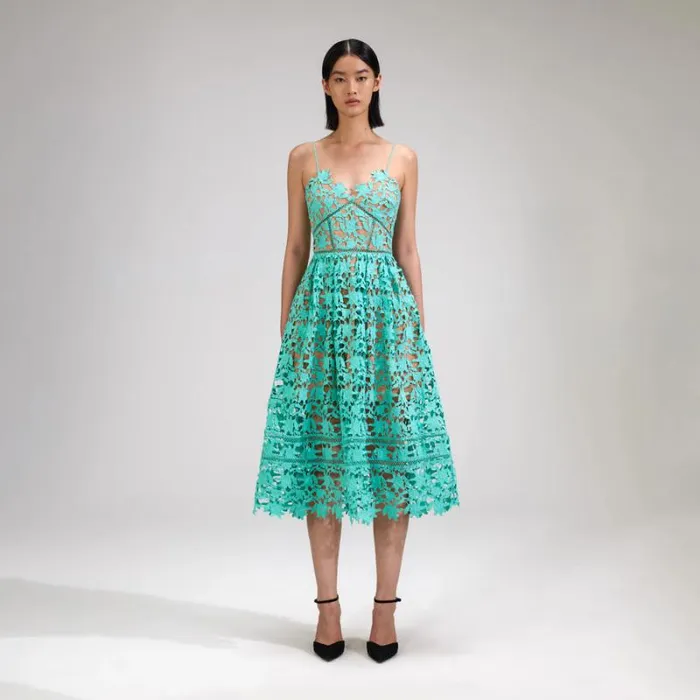 Dresses Woman SelfPortrait Aqua Azaelea Lace Midi Dress
