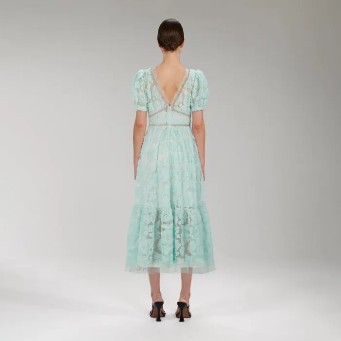 Dresses Woman SelfPortrait Aqua Azaelea Lace Midi Dress Dresses Woman SelfPortrait Aqua Azaelea Lace Midi Dress
