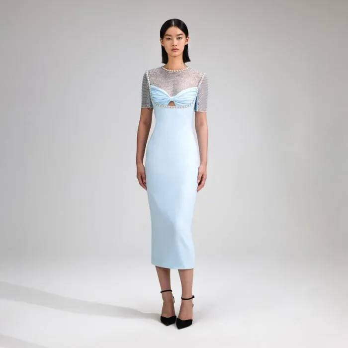 Dresses Woman SelfPortrait Aqua Crepe Mini Dress Dresses Woman SelfPortrait Aqua Crepe Mini Dress