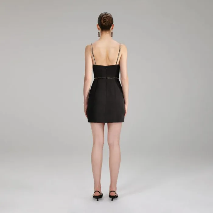 Dresses Woman SelfPortrait Black Bonded Crepe Mini Dress With Trim Dresses Woman SelfPortrait Black Bonded Crepe Mini Dress With Trim