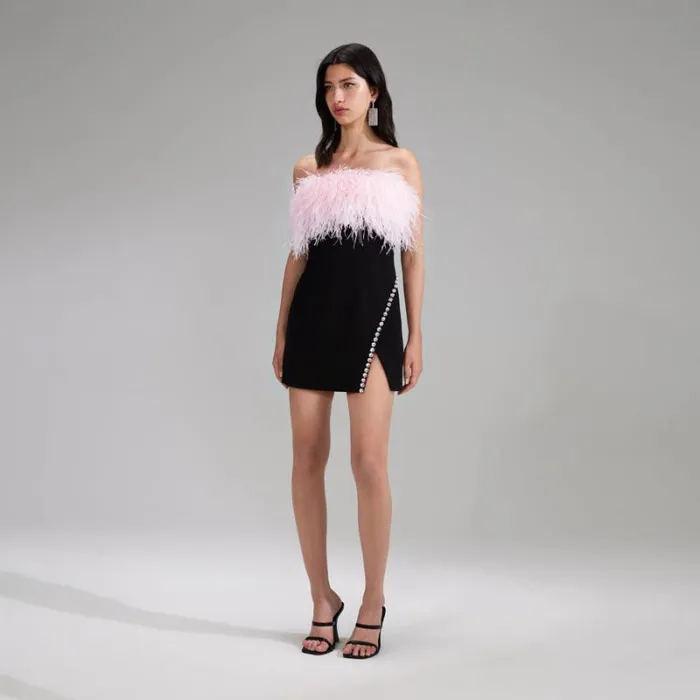 Dresses Woman SelfPortrait Black Bonded Crepe Mini Dress With Trim Dresses Woman SelfPortrait Black Bonded Crepe Mini Dress With Trim