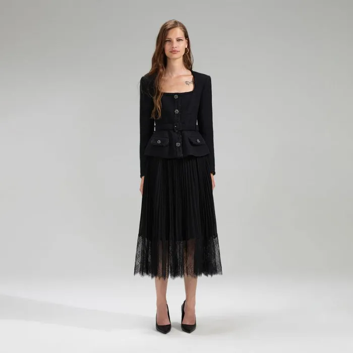 Dresses Woman SelfPortrait Black Boucle Midi Dress Dresses Woman SelfPortrait Black Boucle Midi Dress