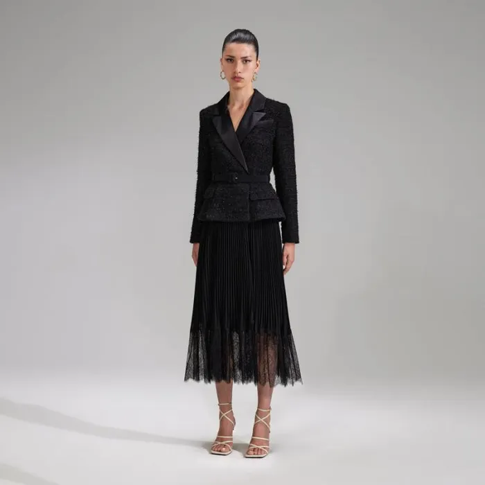 Dresses Woman SelfPortrait Black Boucle Midi Dress Dresses Woman SelfPortrait Black Boucle Midi Dress