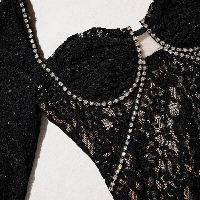 Dresses Woman SelfPortrait Black Corded Lace Mini Dress Dresses Woman SelfPortrait Black Corded Lace Mini Dress
