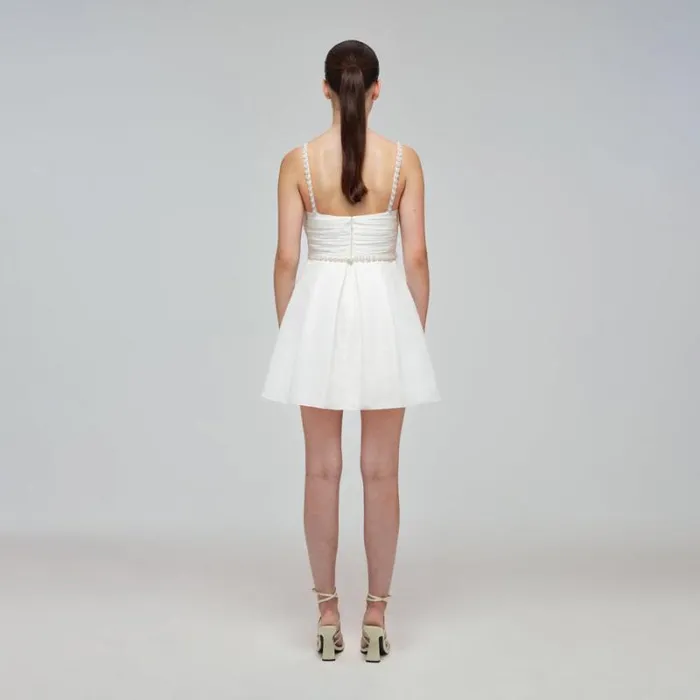 Dresses Woman SelfPortrait Black Crepe Mini Dress With White Bow Dresses Woman SelfPortrait Black Crepe Mini Dress With White Bow