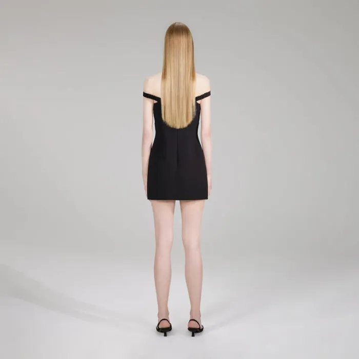 Dresses Woman SelfPortrait Black Heavy Crepe Bow Mini Dress Dresses Woman SelfPortrait Black Heavy Crepe Bow Mini Dress