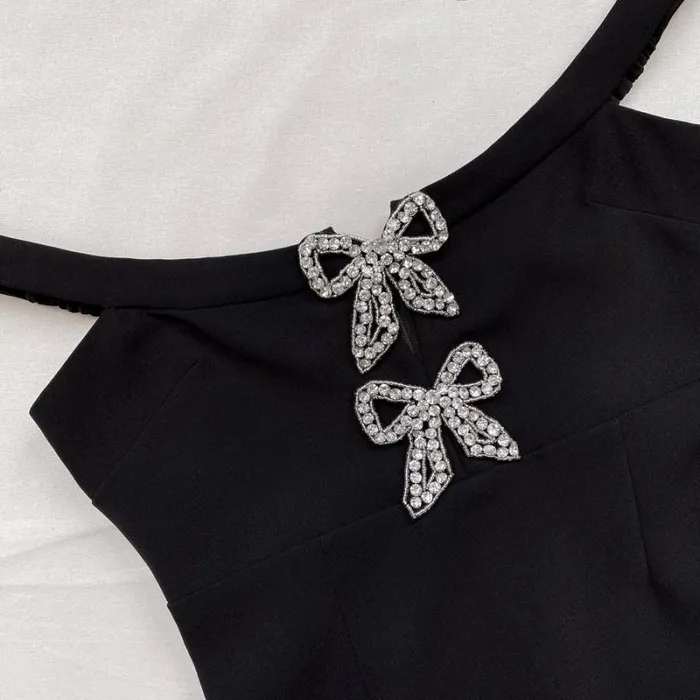 Dresses Woman SelfPortrait Black Heavy Crepe Bow Mini Dress Dresses Woman SelfPortrait Black Heavy Crepe Bow Mini Dress