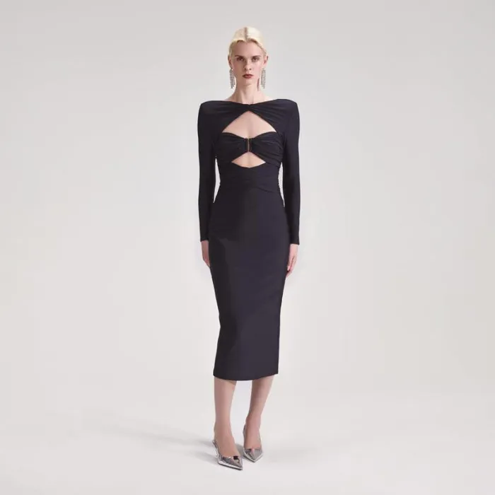 Dresses Woman SelfPortrait Black Jersey Midi Dress