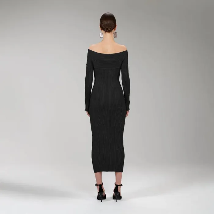Dresses Woman SelfPortrait Black Jersey Midi Dress Dresses Woman SelfPortrait Black Jersey Midi Dress