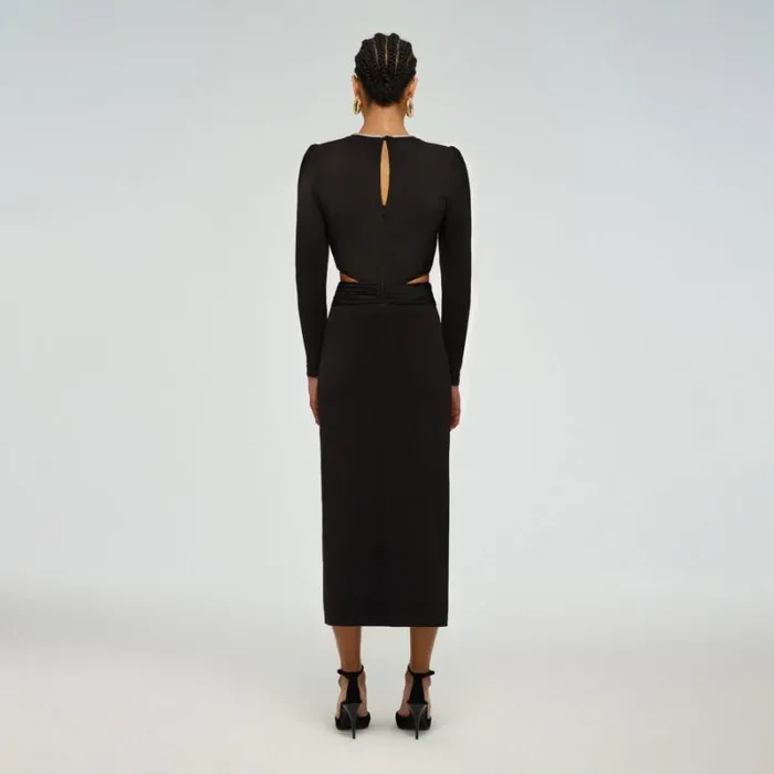 Dresses Woman SelfPortrait Black Jersey Midi Dress Dresses Woman SelfPortrait Black Jersey Midi Dress
