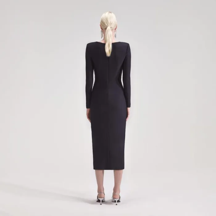 Dresses Woman SelfPortrait Black Jersey Midi Dress Dresses Woman SelfPortrait Black Jersey Midi Dress