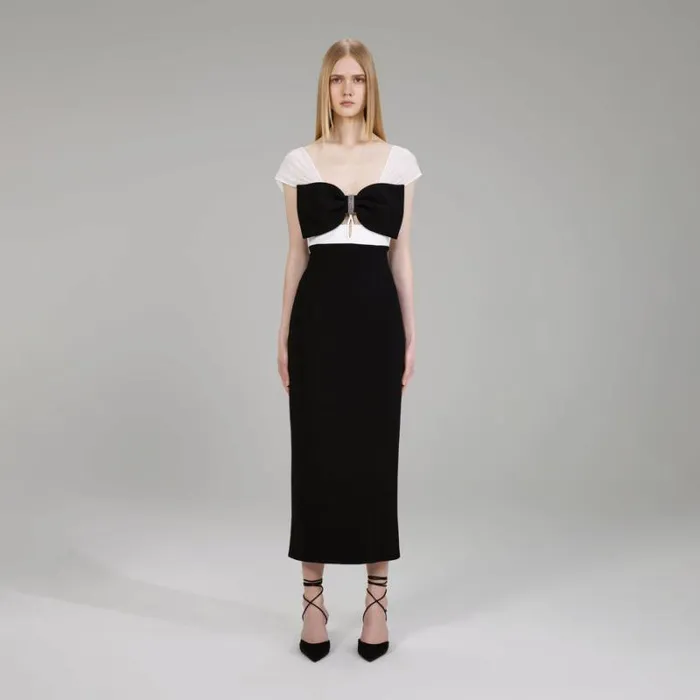 Dresses Woman SelfPortrait Black Maxi Stretch Crepe Dress Dresses Woman SelfPortrait Black Maxi Stretch Crepe Dress