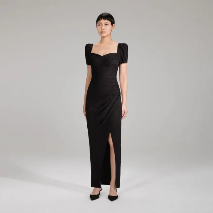 Dresses Woman SelfPortrait Black Maxi Stretch Crepe Dress Dresses Woman SelfPortrait Black Maxi Stretch Crepe Dress