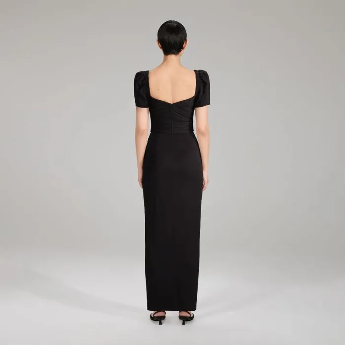Dresses Woman SelfPortrait Black Maxi Stretch Crepe Dress Dresses Woman SelfPortrait Black Maxi Stretch Crepe Dress