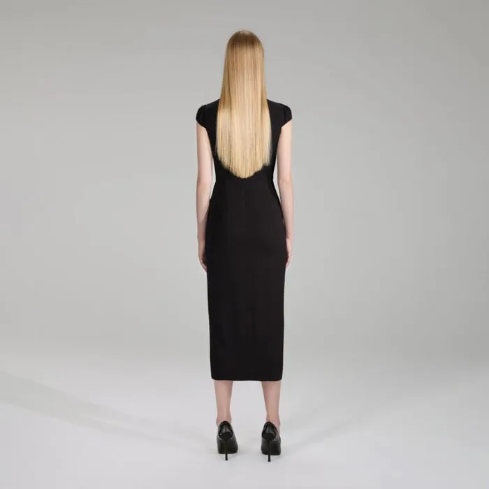 Dresses Woman SelfPortrait Black Maxi Stretch Crepe Dress Dresses Woman SelfPortrait Black Maxi Stretch Crepe Dress
