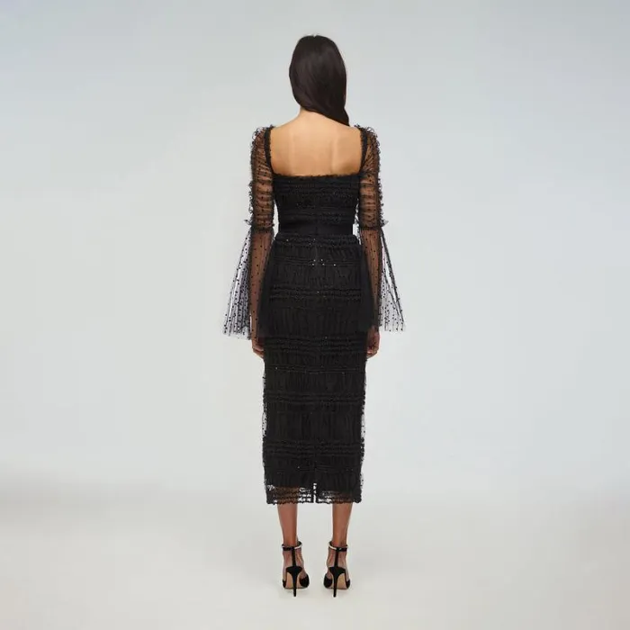Dresses Woman SelfPortrait Black Maxi Stretch Crepe Dress Dresses Woman SelfPortrait Black Maxi Stretch Crepe Dress