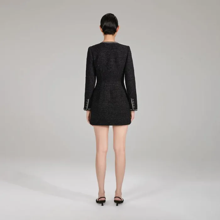 Dresses Woman SelfPortrait Black Metallic Boucl Mini Dress Dresses Woman SelfPortrait Black Metallic Boucl Mini Dress