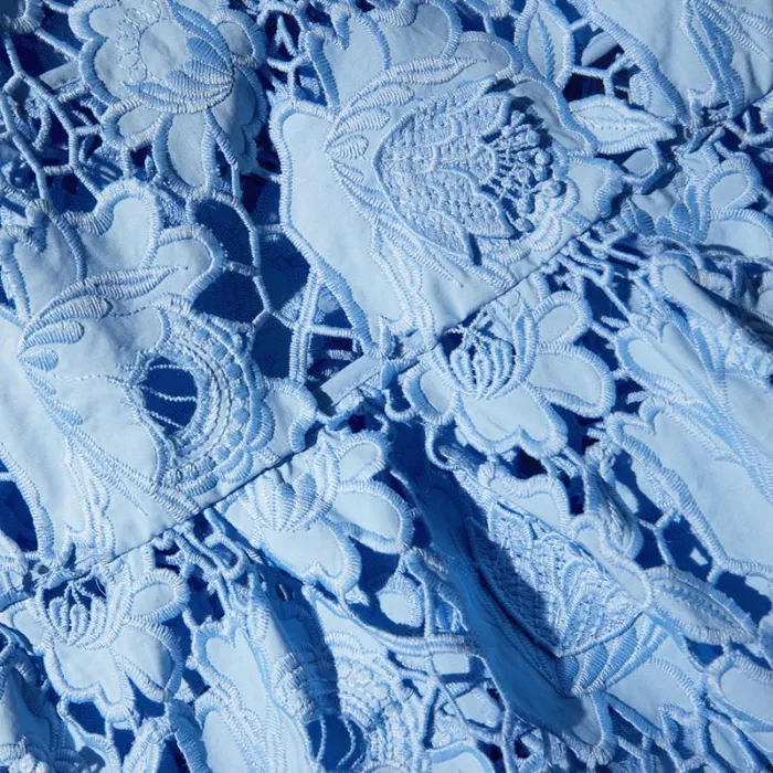Dresses Woman SelfPortrait Blue 3D Cotton Lace Midi Dress Dresses Woman SelfPortrait Blue 3D Cotton Lace Midi Dress