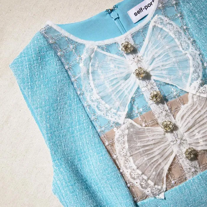 Dresses Woman SelfPortrait Blue Boucle Mini Dress Dresses Woman SelfPortrait Blue Boucle Mini Dress