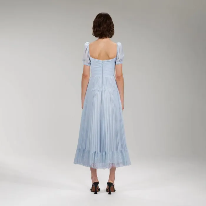 Dresses Woman SelfPortrait Blue Chiffon Diamant Button Midi Dress Dresses Woman SelfPortrait Blue Chiffon Diamant Button Midi Dress
