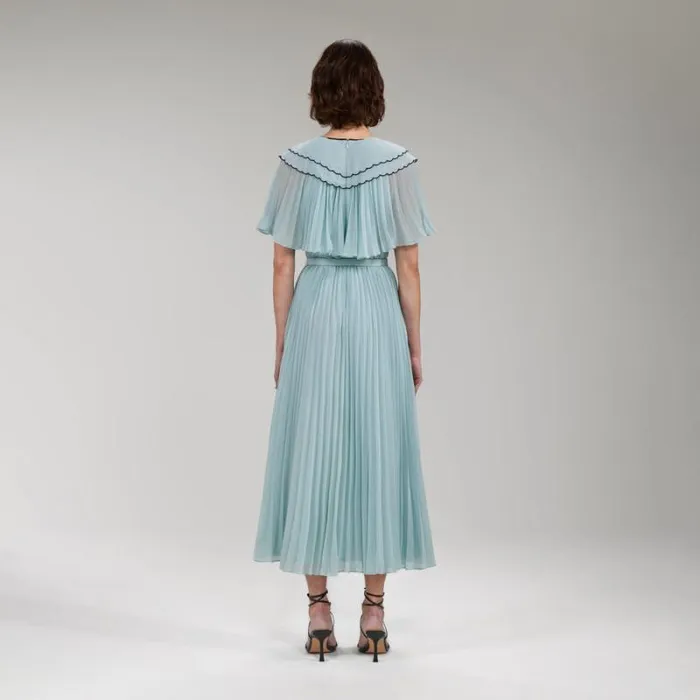 Dresses Woman SelfPortrait Blue Chiffon Diamant Button Midi Dress Dresses Woman SelfPortrait Blue Chiffon Diamant Button Midi Dress