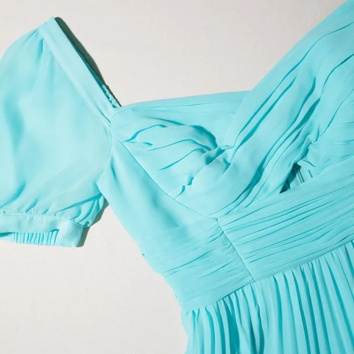 Dresses Woman SelfPortrait Blue Chiffon Midi Dress Dresses Woman SelfPortrait Blue Chiffon Midi Dress