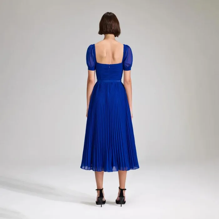 Dresses Woman SelfPortrait Blue Chiffon Midi Dress Dresses Woman SelfPortrait Blue Chiffon Midi Dress