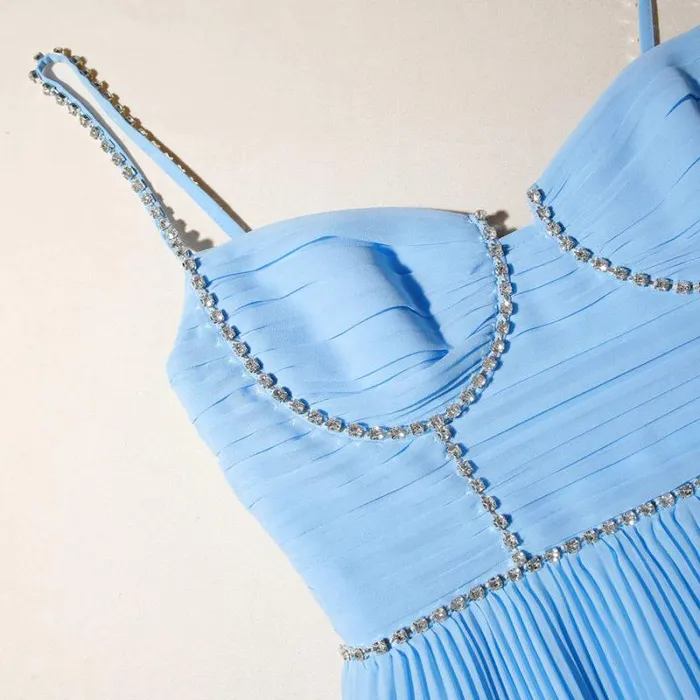 Dresses Woman SelfPortrait Blue Chiffon Tiered Midi Dress Dresses Woman SelfPortrait Blue Chiffon Tiered Midi Dress