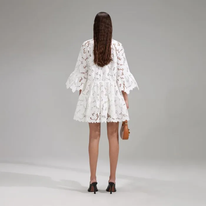 Dresses Woman SelfPortrait Blue Cotton Lace Mini Dress Dresses Woman SelfPortrait Blue Cotton Lace Mini Dress