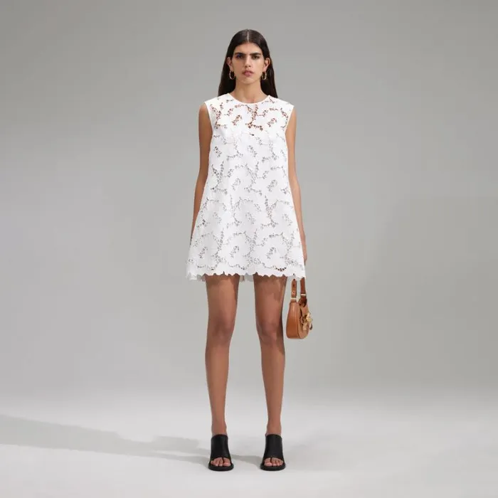 Dresses Woman SelfPortrait Blue Cotton Lace Mini Dress Dresses Woman SelfPortrait Blue Cotton Lace Mini Dress