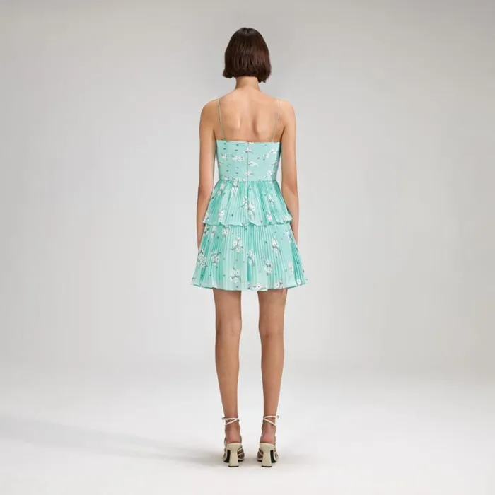 Dresses Woman SelfPortrait Blue Floral Chiffon Midi Dress Dresses Woman SelfPortrait Blue Floral Chiffon Midi Dress