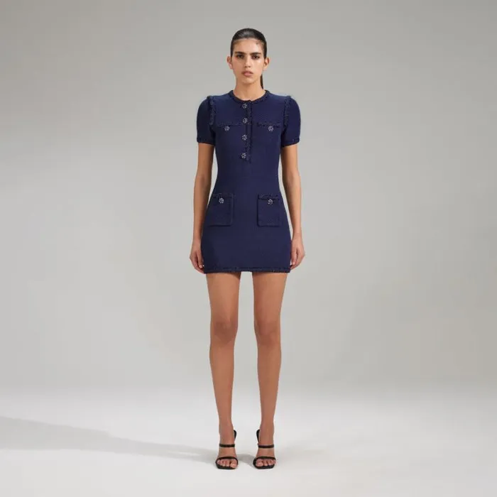 Dresses Woman SelfPortrait Blue Lurex Knitted Mini Dress Dresses Woman SelfPortrait Blue Lurex Knitted Mini Dress