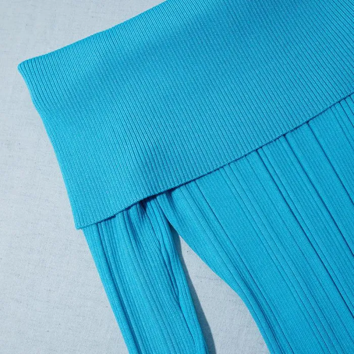 Dresses Woman SelfPortrait Blue Ribbed Knit Maxi Dress Dresses Woman SelfPortrait Blue Ribbed Knit Maxi Dress