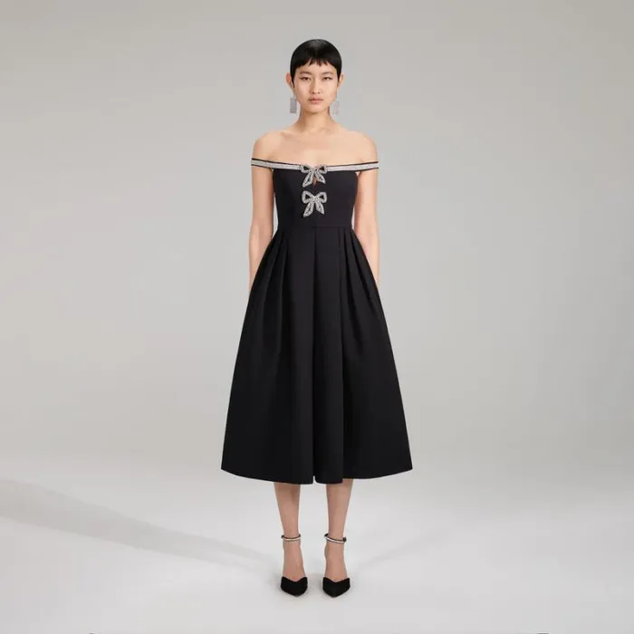 Dresses Woman SelfPortrait Bonded Crepe Bow Mini Dress Dresses Woman SelfPortrait Bonded Crepe Bow Mini Dress