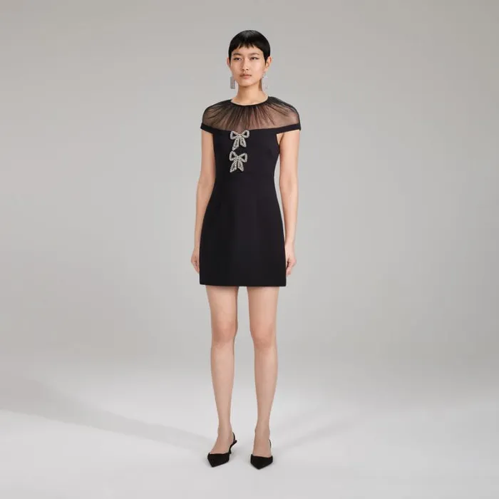 Dresses Woman SelfPortrait Bonded Crepe Bow Mini Dress Dresses Woman SelfPortrait Bonded Crepe Bow Mini Dress